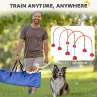 PawHut Zestaw Agility dla psów 4 elementy, niebieski, treningowy(m-5)