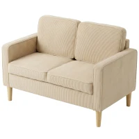 HOMCOM Divano Moderno 2 posti con con 2 cuscini e vano piedi, 117x63x79 cm, Beige(m-6)