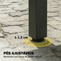 Outsunny Mesa de Jardim Extensível 100/150x70 cm em Madeira e Metal com Orifício para Guarda-Sol para 4-6 Pessoas Teca(m-7)