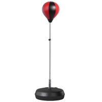 HOMCOM Saco de Boxeo de Pie Punching Ball con Altura Ajustable de 4 Niveles en 126-144 cm Base Rellenable de Agua o Arena Guantes y Inflador para Adolescentes Rojo y Negro