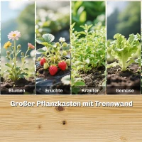 Outsunny Hochbeet mit Rankgitter Holz Blumenkasten mit 3 Spalier Trennwand Offenem Boden 240 x 125 x 102 cm Naturholz(m-4)