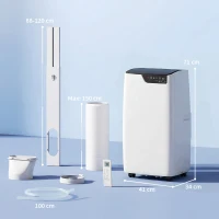 HOMCOM Klimatyzator przenośny 12 000 BTU, funkcje chłodzenia, osuszania, wentylatora, tryb nocny, sterowanie głosowe WiFi(m-3)
