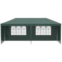 Outsunny Tonnelle de jardin, tente de réception avec Fenêtres et parois latérales amovibles, pour fêtes et mariages, 6 x 3 m Vert