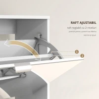 HOMCOM Dulap pentru Depozitarea Încălțămintei cu Uși, Oglindă și 4 Sertare Rabatabile, 76x26x168 cm, Alb(m-5)