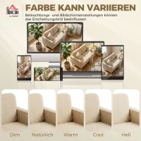 HOMCOM Sofa 2 Sitzer Couch mit 2 Wurfkissen, Stauraum Massivholzfüßen Kleine Modern Loveseat Corduroy 117 x 63 x 79 cm Beige(m-7)