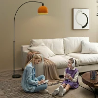 HOMCOM Floor Lamp for Living Room, Modern Standing Lamp with Shade & Foot Switch for Bedroom, Office, Black(m-9)