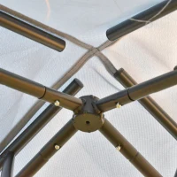 Outsunny Pérgola de Jardim 294x294x265cm com Duplo Teto de Ventilação 8 Orifícios de Drenagem e 4 Telas Mosquiteiras Cinza(m-12)