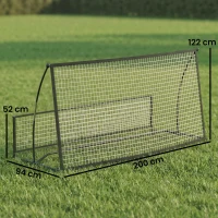 SPORTNOW Rebounder für Fußball, 2-in-1 Zweiseitig Faltbar Prellwand mit Rückprallwand Netz, 200 x 94cm, Schwarz(m-3)