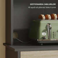 HOMCOM Dulap de Bucătărie cu Sertar, Rafturi Deschise și Dulapuri Negru și Lemn(m-4)