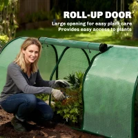 Outsunny Tunnel Greenhouse - Green Grow House for Outdoor Garden, Steel Frame, PE Cover, 200 x 100 x 80 cm, Green(m-6)
