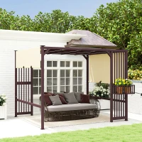Outsunny Pergola Paviljoen 3x2,5m UV30+ Stabiel Winterbestendig Zonnescherm met Verstelbaar Schuifdak Donkerbruin(m-11)