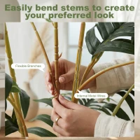 HOMCOM Artificial Fern Topiary Tree, Realistic Artificial Plant in Cement Pot, Fake Plant, 120cm(m-6)