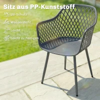 Outsunny Zestaw 4 krzeseł ogrodowych odporne na UV z tworzywa, z podłokietnikami i oparciami, 56 x 51 x 84 cm, ciemnoszare(m-4)