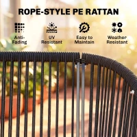 Outsunny Hollywoodschommel Rotan 2-persoons Tuinschommel met Verstelbaar Zonnedak en zachte kussens A-frame Donkergrijs(m-6)