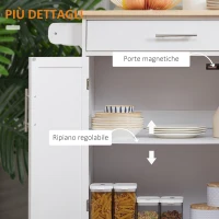HOMCOM Carrello da Cucina con Ruote, Isola da Cucina con Cassetto, Armadio e Porta-Strofinacci, Bianco(m-7)