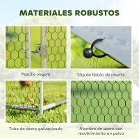 PawHut Gallinero para Exterior 2,8x3,4x1,9 m Cubierta de Tela Oxford Anti-UV Impermeable Pestillos para 10-16 Gallinas Plata(m-5)