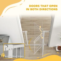 PawHut 104cm Tall Dog Gate with Cat Door, 7cm and 14cm Extensions, for Stairs & Doorways, 76-104cm Width(m-7)