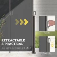 Outsunny Markiza boczna, rozkładana, osłona prywatności, z uchwytami(m-5)