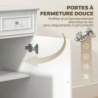 HOMCOM Buffet salon, meuble de rangement avec 3 tiroirs, 4 portes à fermeture douce et étagères réglables, blanc(m-7)