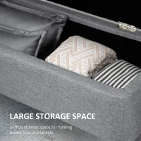 HOMCOM Ławka, Skrzynia, Ławka Tapicerowana, Lniana, do 150kg, 101x38,5x44,5 cm, Szara(m-4)