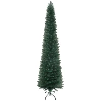 HOMCOM Árbol de Navidad Artificial Estrecho 210 cm con 510 Ramas, Base Plegable y Soporte Metálico Fácil Montaje Verde(m-11)