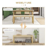 HOMCOM Ławka z drewna sosnowego, Ławka kuchenna, Drewno lite, 3-osobowa, 120 cm x 33 cm x 45 cm, Naturalna(m-6)