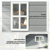 Outsunny Metall-Gartenschuppen, abschließbar, Doppeltür, Fenster, Aluminiumrahmen, 1,80 x 1,30 x 2,10 m, Grau(m-7)