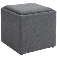 HOMCOM Sitzhocker mit Stauraum, Fußhocker, Polsterhocker, abnehmbarer Deckel, Bezug in Leinenoptik, 42 x 42 x 41 cm, Dunkelgrau(m-11)