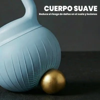 SPORTNOW Pesa Rusa 10 kg Kettlebell Relleno de Arena Metálica y Mango Antideslizante para Entrenamiento 24x24x32 cm Azul Claro(m-4)
