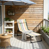 Outsunny ligbed opvouwbaar tuinbed opklapbaar tuin 4-traps rugleuning verstelbaar staal mesh stof zwart 197 x 58 x 76 cm(m-7)