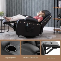 Homcom Fotoliu Masaj & incalzire – 8 Zone, Piele Eco, inclinabil 150°(m-5)