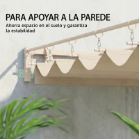 Outsunny Pérgola de Pared de Jardín 3x3 m con Techo Retráctil Protección UPF30+ Drenaje Cenador de Jardín para Exterior Beige(m-4)
