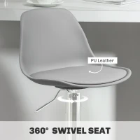 HOMCOM Zestaw 2 stołków barowych, krzeseł obrotowych z oparciem, regulowana wysokość, obciążenie do 120 kg, 42 x 41 x 82-104 cm, szare(m-6)
