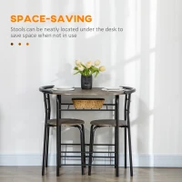 HOMCOM Zestaw bistro 3-częściowy, 1 stół, 2 krzesła, 80 cm x 53 cm x 74,5 cm, Czarny(m-5)