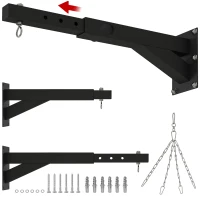 SPORTNOW Soporte Saco Boxeo de Pared con Distancia Ajustable Gancho Giratorio Cadenas 45-65 cm Negro(m-10)