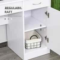 HOMCOM Birou PC Modern pentru Birou sau Camera cu 2 Sertare si Dulap din Lemn Alb(m-7)