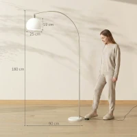 HOMCOM Floor Lamp for Living Room, Modern Standing Lamp with Shade & Foot Switch for Bedroom, Office, White(m-3)