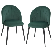 HOMCOM Lot de 2 chaises de salle à manger, chaises de cuisine rembourrées sans accoudoirs, pieds en acier, 52x55x79cm, vert