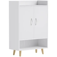 HOMCOM Schoenenkast schoenenrek met deuren en planken voor hal entree wit(m-1)
