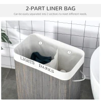 Outsunny Wasmand wasmand afneembaar met 3 handvatten polyester metaal bruin + wit(m-5)