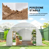 Outsunny Serra tunnel da giardino 24m² 8L x 3l x 2H m - 16 finestre, Porta avvolgibile con zip acciaio zincato, telo PE, Bianco(m-7)