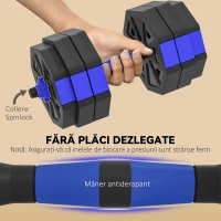 SPORTNOW Set Greutăți de Sală 4 în 1 de 30kg, Convertibil în Kettlebell, 2 Gantere, Haltere și Suport pentru Flotări, Roșu(m-6)