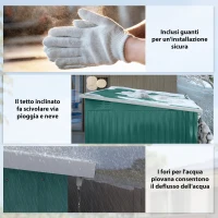 Outsunny Capanno metallico per deposito attrezzi da giardino, con finestra, porta larga, 260 x 177 x 190 cm, Verde(m-8)