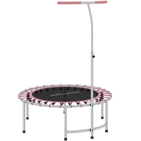 SPORTNOW Cama Elástica Fitness Ø102 cm con Mango Ajustable de 5 Niveles y Marco de Acero para Entrenamiento Piernas Cuerpo Azul(m-1)