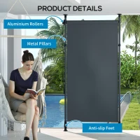 Outsunny Wolnostojąca Markiza, Regulowana Długość, Montaż Bez Wiercenia, Rama z Aluminium, 1,5 x 2,2-3,1 m, Ciemnoszary(m-7)