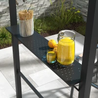 Outsunny Pawilon Grillowy z 2 Bocznymi Półkami, Haczyki, Stelaż ze Stali, 1,1 x 2,3m, Khaki(m-9)
