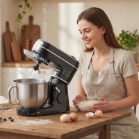 HOMCOM Stand Mixer, 6L 1400W Tilt-Head Food Mixer with 11 Speeds, Pulse & Fermentation Function, LED Display, Black(m-9)