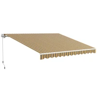 Outsunny Markiza z ramieniem, ręczna korba, 3,5 x 2,5 m, Żółto-szara(m-1)