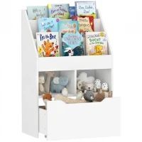 HOMCOM Kinderregal mit Schublade, Bücherregal mit Fächern, 60 x 29,9 x 90 cm, Weiß(m-11)