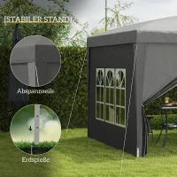 Outsunny Pavilion de Exterior 3x3 m Pliabil cu 4 Panouri Laterale, din Oțel și Material Oxford Gri(m-6)